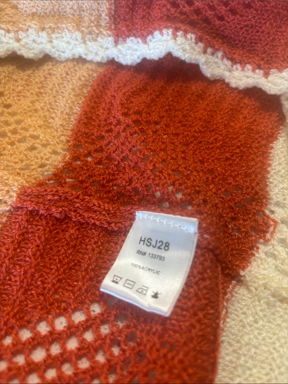 NEW POL Striped Crochet Cardigan/Duster in Cream, Orange & Rust - Picture 6 of 6